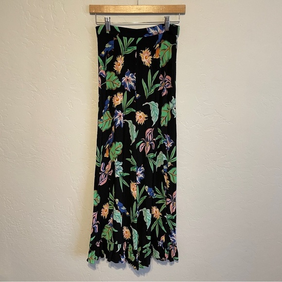 Zara Wide Leg Frill Trousers Tropical Floral Printed Pants Size XS - Picture 4 of 5